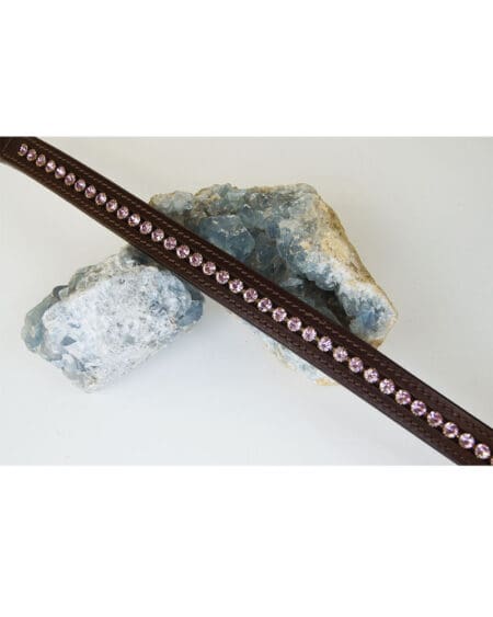 Pink Equine Crystal Browband Brown Lt Amethyst