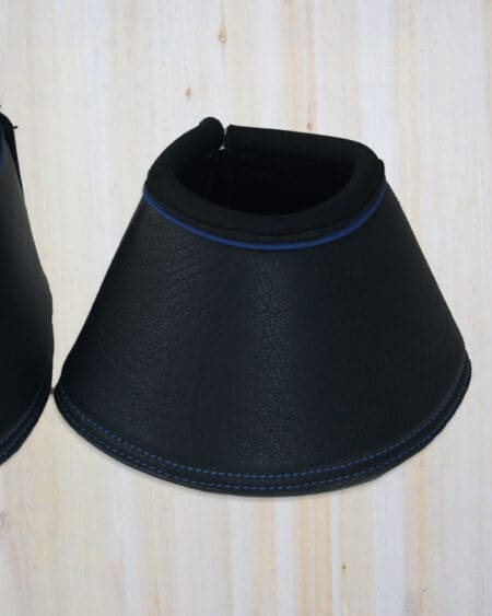 Pink Equine Leather Bell Boots Black Leather Royal Piping Close up