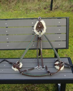 Pink Equine Leather 5 Point Breastplate Brown with Hunter Green Piping Cob/Full