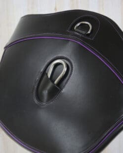 Pink Equine Leather Stud Girth Black with Violet Piping 135cm