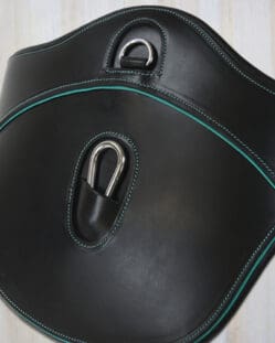 Pink Equine Leather Stud Girth Black with Teal Piping 135cm