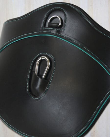 Pink Equine Stuf Girth Black Teal 135cm Close up