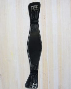 Pink Equine Leather Anatomical Dressage Girth - Black with White Piping 60cm