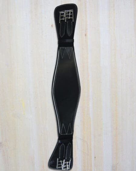 Sport Leather Dressage Girth Black with White Piping 65cm