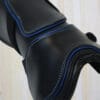 Sport Leather Fetlock Boots Black with Royal Blue Piping Close up
