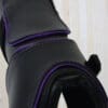 Sport Leather Fetlock Boots Black with Violet Piping Close up