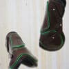 Sport Leather Fetlock Boots Brown with Hunter Green Piping Full