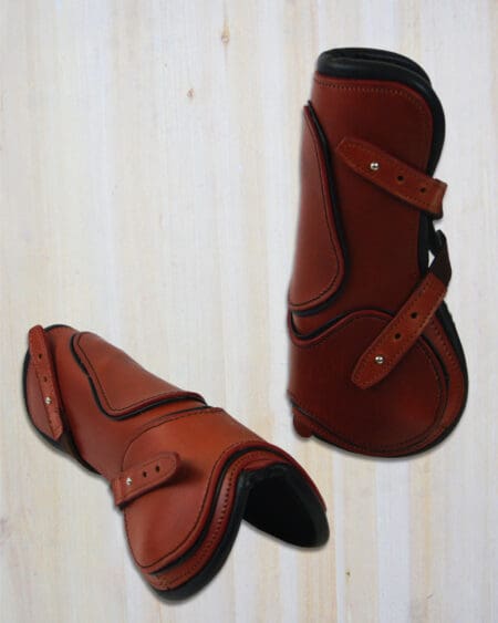 Sport Leather Fetlock Boots Tan with Black Piping Full