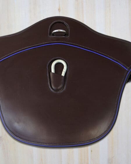 Sport Leather Stud Girth Brown Purple Close up