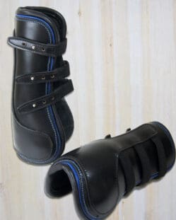 Sport Colour Piped Leather Tendon Boots Black Leather Royal Blue Full