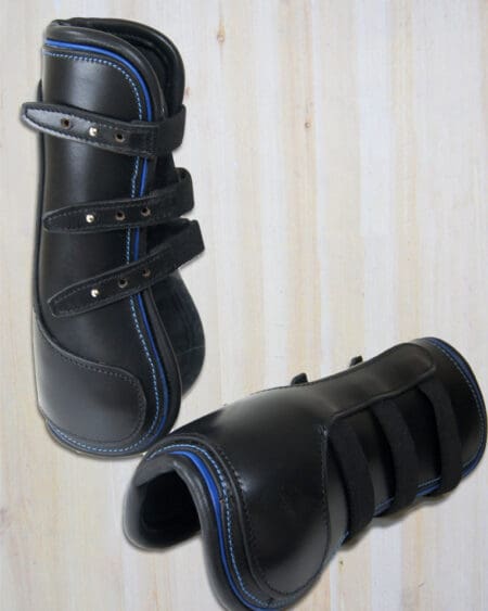 Sport Leather Tendon Boots Black with Royal Piping