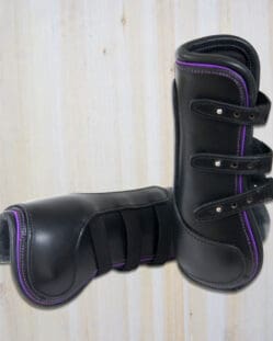 Sport Colour Piped Leather Tendon Boots Black Leather Violet Full