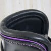 Sport Leather Tendon Boots Black with Violet Piping Close up
