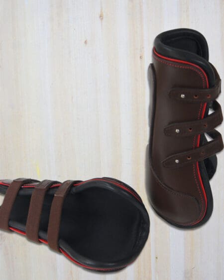 Sport Leather Tendon Boots Brown with Red Piping