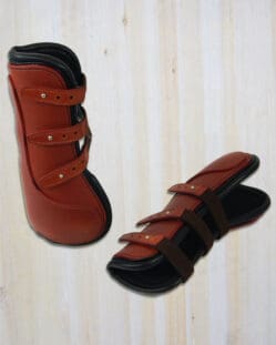Sport Colour Piped Leather Tendon Boots Tan Leather Black Piping Full