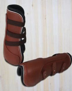 Sport Colour Piped Leather Tendon Boots Tan Leather White Piping Full