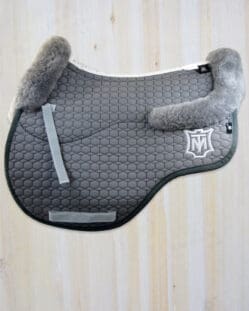 Mattes All Purpose Saddle Pad in Grey with Front Rear and Underside EWWA Sheepskin - Medium Size