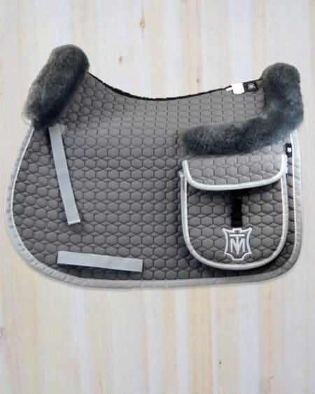 Grey Trekking Pad Front and Rear Sheepskin AP size M Reflective Binding
