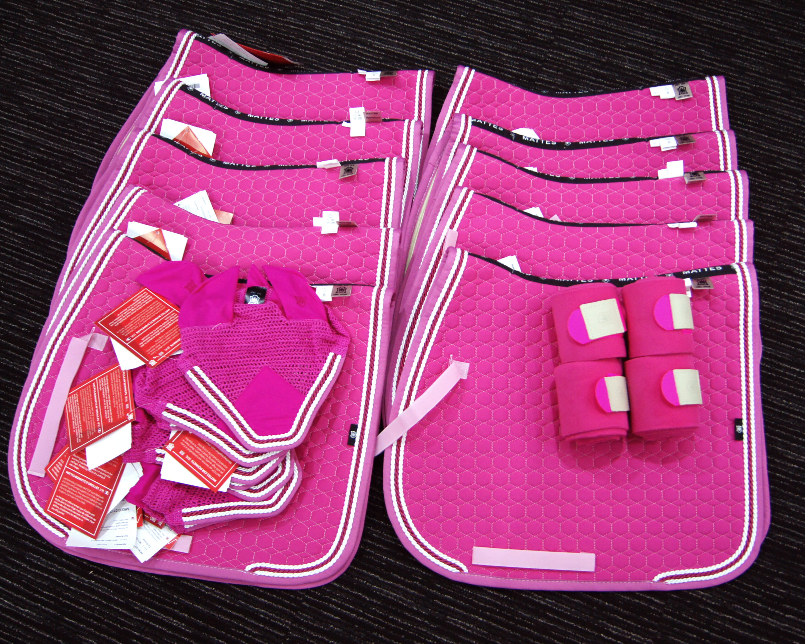 saddle pad and ear bonnet set with bandages