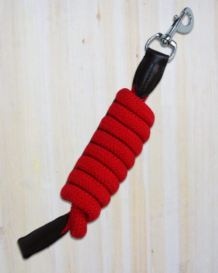 red lead rope with leather ends