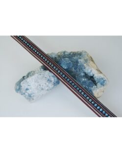 Full Size - Sport Swarovski Crystal Browband - Dark Tan with Baby Blue/Aquamarine