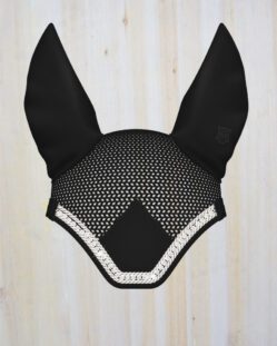 Mattes Ear Bonnets Black with Strass Crystals - Large