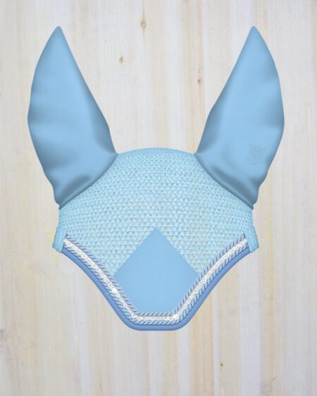 Mattes Ear Bonnet Blue with Strass Crystals Large