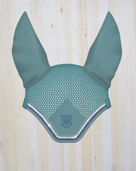 Mattes Ear Bonnet Ocean with Strass Crystals Large