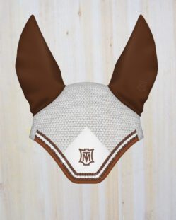 Mattes Ear Bonnets White Nougat with Strass Crystals - Large