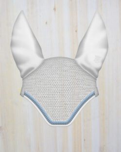 Mattes Padded Ear Bonnets White with Blue Piping - Medium