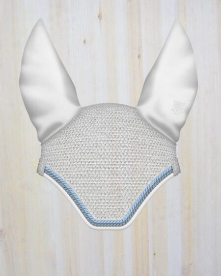 Mattes Padded Ear Bonnet White with Blue Piping Medium