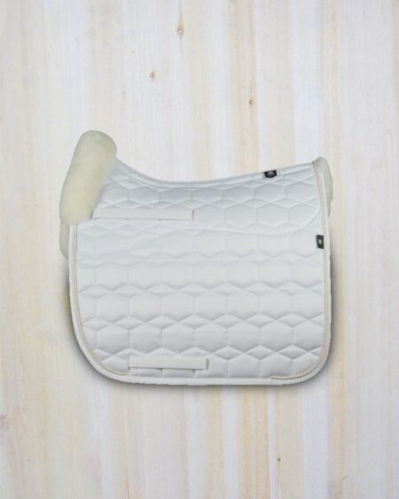 white cotton sheen with white sheepskin dressage