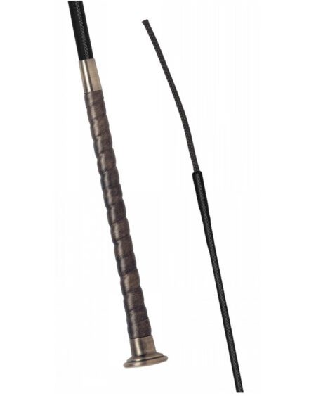 fleck antique leather dressage whip brass