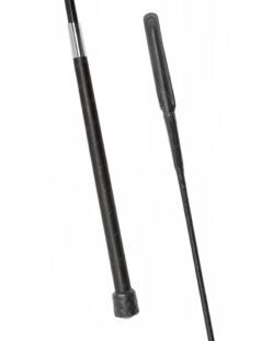 fleck custom leather dressage whip black