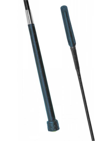 fleck custom leather dressage whip dark blue