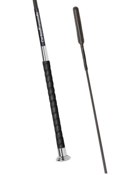 fleck leather handle schooling whip black thong