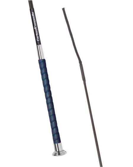 fleck leather handle schooling whip dark blue lash