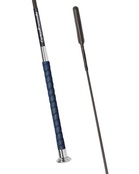 fleck leather handle schooling whip dark blue thong