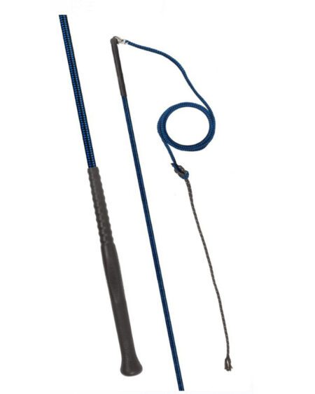 fleck lunge whip with nylon lash and swivel dark blue